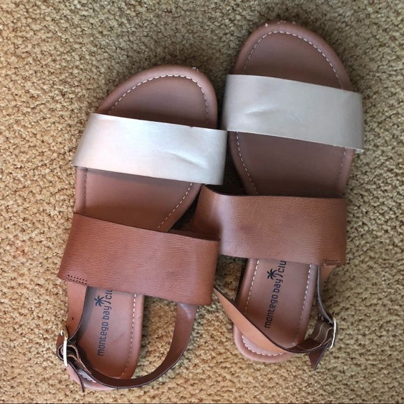 Shoes - Camel and metallic sandals